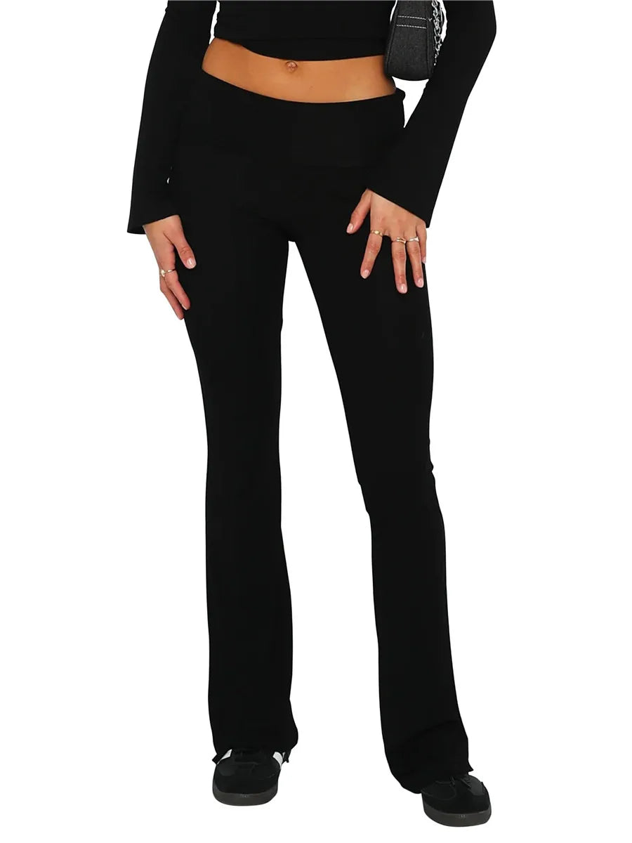 "... & CHILL" Flare Fold-Over Leggings