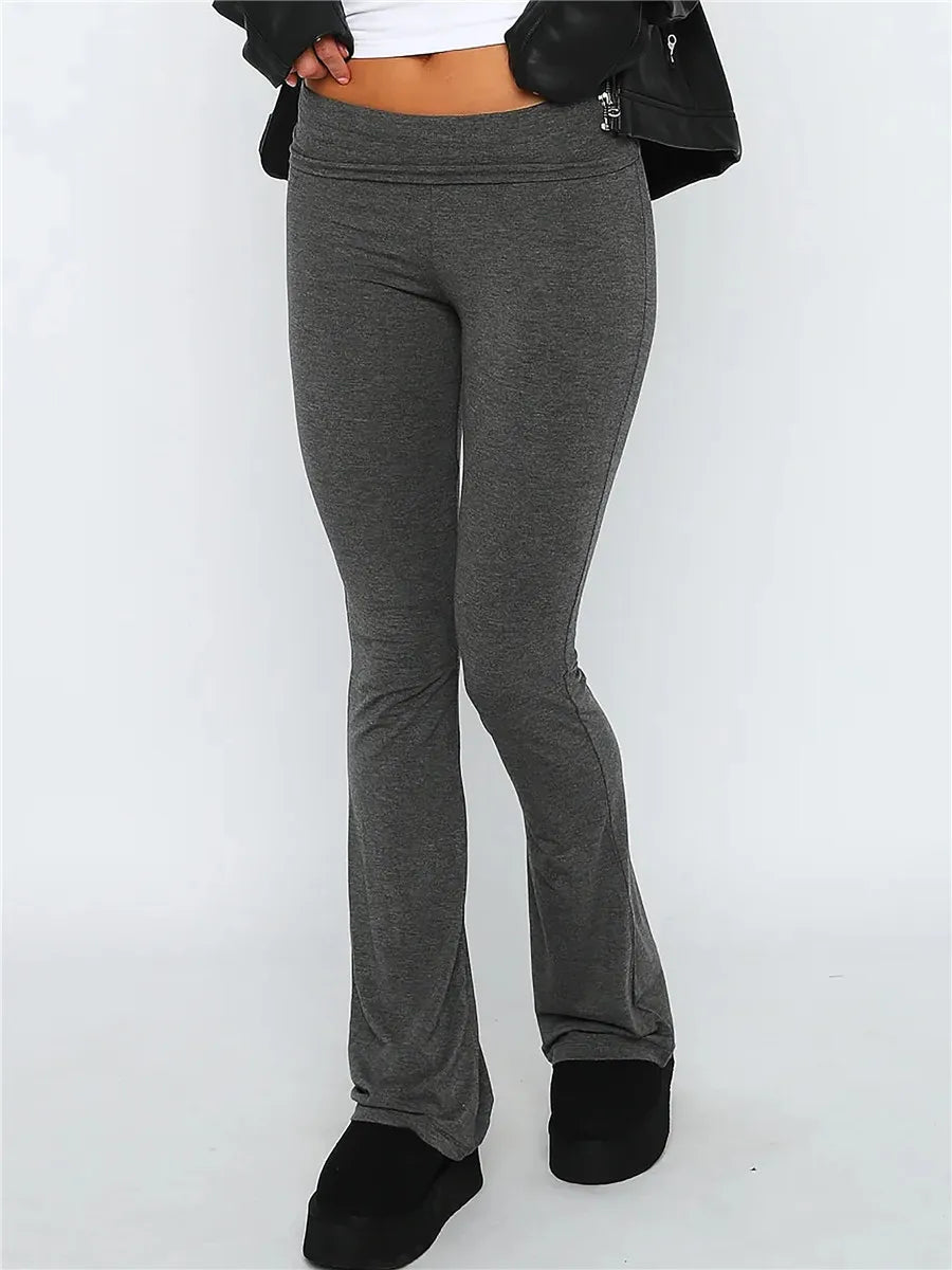"... & CHILL" Flare Fold-Over Leggings