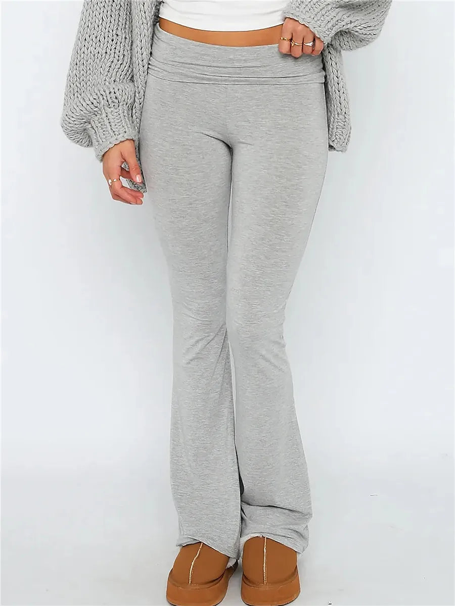 "... & CHILL" Flare Fold-Over Leggings