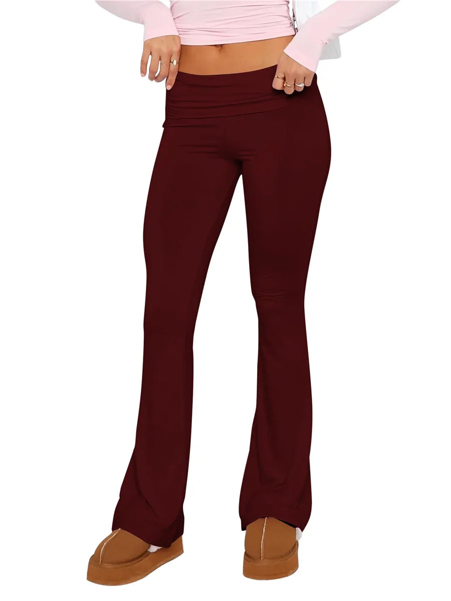 "... & CHILL" Flare Fold-Over Leggings