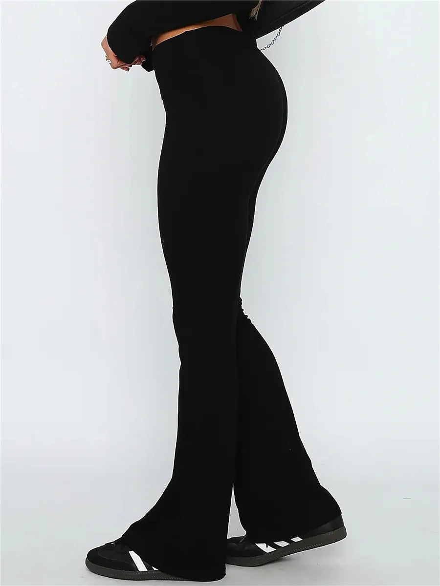 "... & CHILL" Flare Fold-Over Leggings